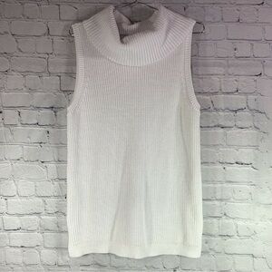 Talbots Sweater Cowl Neck Sleeveless Top White Size Large
